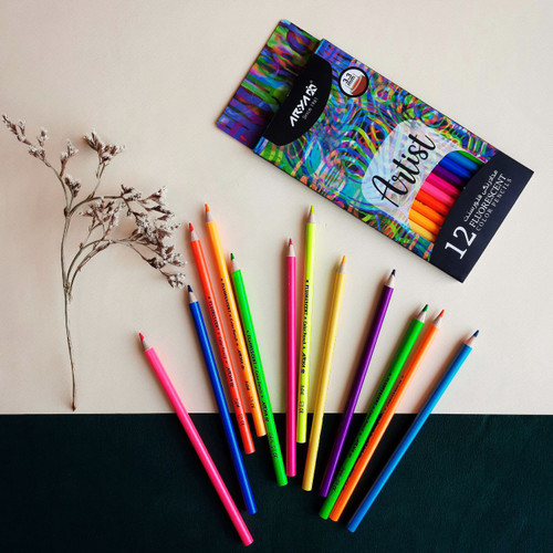 مدادرنگی 12 رنگ فلورسنت آریا آرتیست - نوشت افزار اکباتان