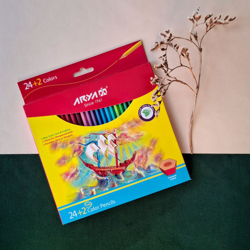 مداد رنگی 24 رنگ آریا مقوایی- نوشت افزار اکباتان